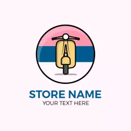 Stylish Retro Motorcycle Design with Pink and Blue Background Logo Template
