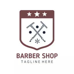 Stylish Shield Design Features Barber Shop Tools Logo Template