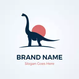 Stylish Silhouette of a Dinosaur with Sunset Background Logo Template