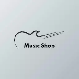 Stylish Sketch of a Guitar Perfect for Music Shop Logo Template