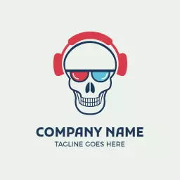 Stylish Skull Design with Headphones for DJ Branding Logo Template