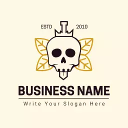 Stylish Skull Design with Leaves for Unique Branding Logo Template