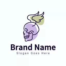 Stylish Skull Design with Wings for Unique Art Logo Template