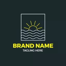 Stylish Sun Over Gentle Waves Evoking Beach Vibes Logo Template