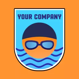 Stylish Swimmer and Waves Design for Swimming Pool Logo Template