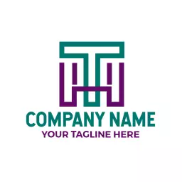 Stylish T Letter Design in Turquoise and Purple Logo Template