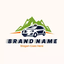 Stylish Taxi Design with Mountains and Adventure Theme Logo Template