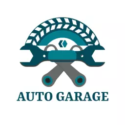 Stylish Teal and Gray Tools Representing Auto Garage Logo Template
