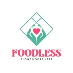 Stylish Teal and Pink Logo Celebrating Foodless Concepts Logo Template