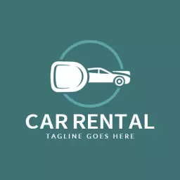 Stylish Teal Car Key and Minimalist Car Rental Logo Template