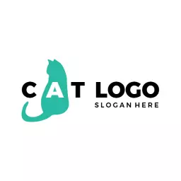 Stylish Teal Cat Design Representing Pet Services Logo Template