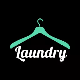 Stylish Teal Clothes Hanger Illustrating Laundry Services Logo Template