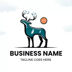 Stylish Teal Deer Design with Natural Elements Logo Template