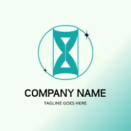 Stylish Teal Hourglass Design Symbolizing Time Management Logo Template