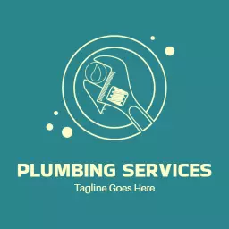 Stylish Teal Pipe Wrench Design for Plumbing Services Logo Template