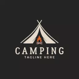 Stylish Tent Design with Campfire Highlights Camping Logo Template