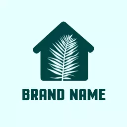 Stylish Tropical Home Design with Elegant Leaf Logo Template