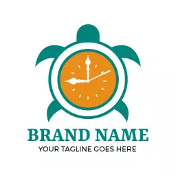 Stylish Turtle and Clock Design Symbolizing Time Management Logo Template