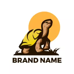 Stylish Turtle Design Featuring Bright Yellow and Orange Logo Template