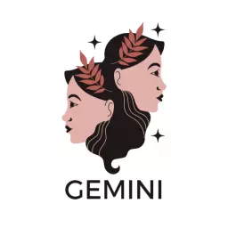 Stylish Twin Profile Illustrating Gemini Zodiac Sign Logo Template