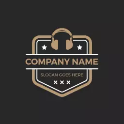 Stylish Vintage Badge Design Featuring Headphones Logo Template