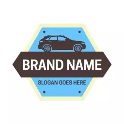Stylish Vintage Car and Blue Background Travel Logo Template