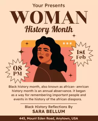 Stylish Vintage Woman History Month Celebration Poster Template