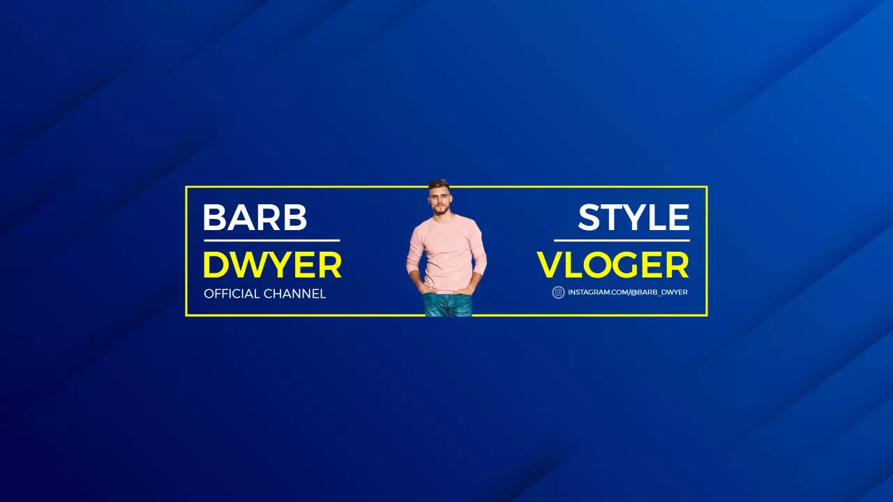 Stylish Vlogger Presentation with Blue Background YouTube Banner Template