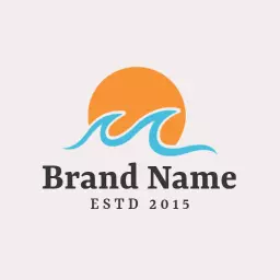 Stylish Wave Design Under Bright Orange Sun Logo Template