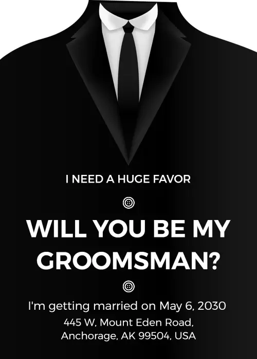 Stylish Wedding Groomsman Proposal Invitation Template