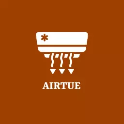 Stylish White Air Conditioner on Warm Brown Background Logo Template