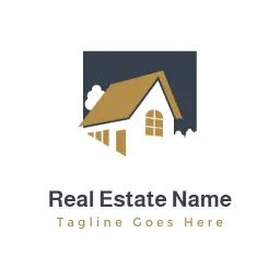 Stylish White and Gold Home Design for Real Estate Logo Template