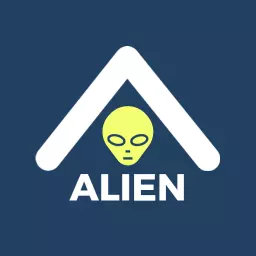 Stylish White and Yellow Alien Design Representing Extraterrestrial Arts Logo Template