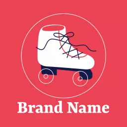 Stylish White Roller Skate on Vibrant Red Background Logo Template
