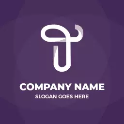 Stylish White T Letter Logo on Purple Background Logo Template