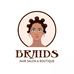 Stylish Woman with Braids Showcasing Hair Salon Expertise Logo Template