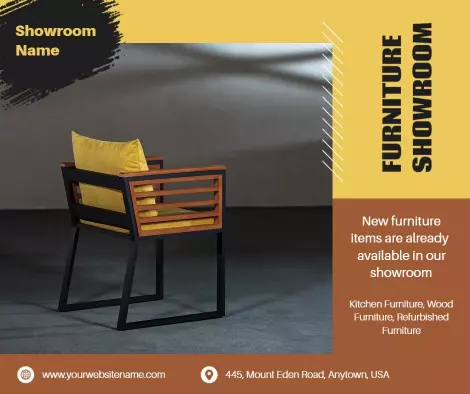 Stylish Wooden Accent Chair for Modern Furniture Showroom Ad Template