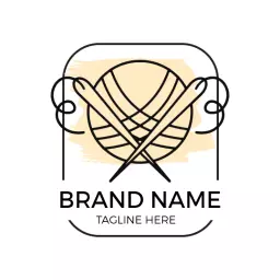 Stylish Yarn and Needles Design for Creative Crochet Logo Template