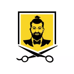 Stylish Yellow Barber Shop Logo Featuring Classic Scissors Logo Template