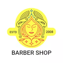 Stylish Yellow Barber Shop Logo Featuring Elegant Feminine Design Template