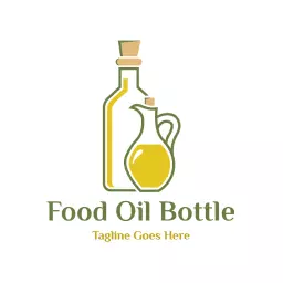 Stylish Yellow Glass Bottles Representing Food Oil Bottle Logo Template