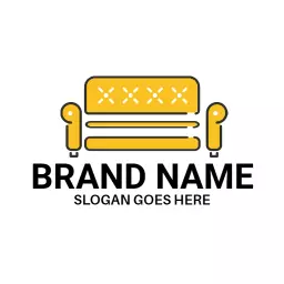 Stylish Yellow Sofa Design Showcasing Modern Furniture Logo Template