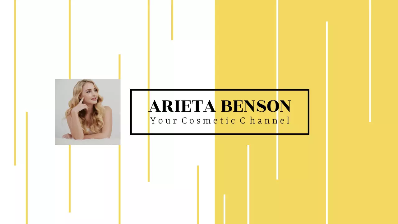 Stylish Yellow Stripes Featuring Beauty Tips YouTube Banner Template