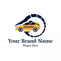 Stylish Yellow Taxi Design Showcasing Urban Transportation Logo Template