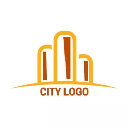 Stylish Yellow Urban Skyline Representing Modern City Logo Template