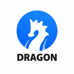 Stylized Blue Dragon Silhouette in Circular Design Logo Template