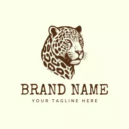 Stylized Brown Jaguar Head Showcasing Wild Nature Logo Template