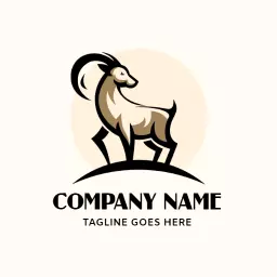 Stylized Goat Standing Gracefully Against Soft Cream Background Logo Template