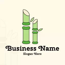 Stylized Green Sugarcane Stalks Representing Natural Harvest Logo Template