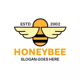 Stylized Honeybee with Wings and Bold Colors Logo Template